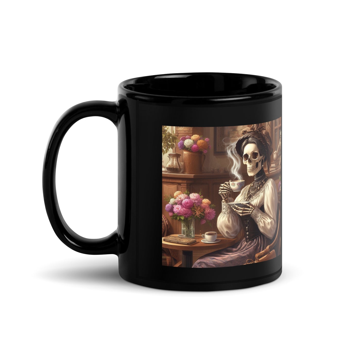 It’s Tea Time Somewhere – Black Glossy Ceramic Mug for Tea & Coffee Lovers | Bear Bones Brand