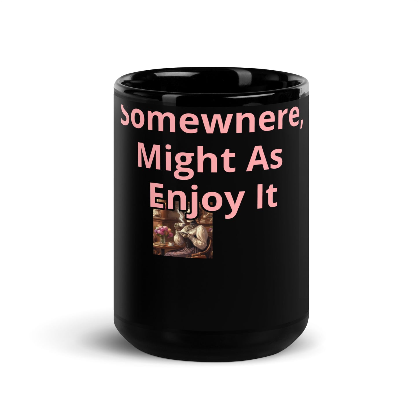 It’s Tea Time Somewhere – Black Glossy Ceramic Mug for Tea & Coffee Lovers | Bear Bones Brand
