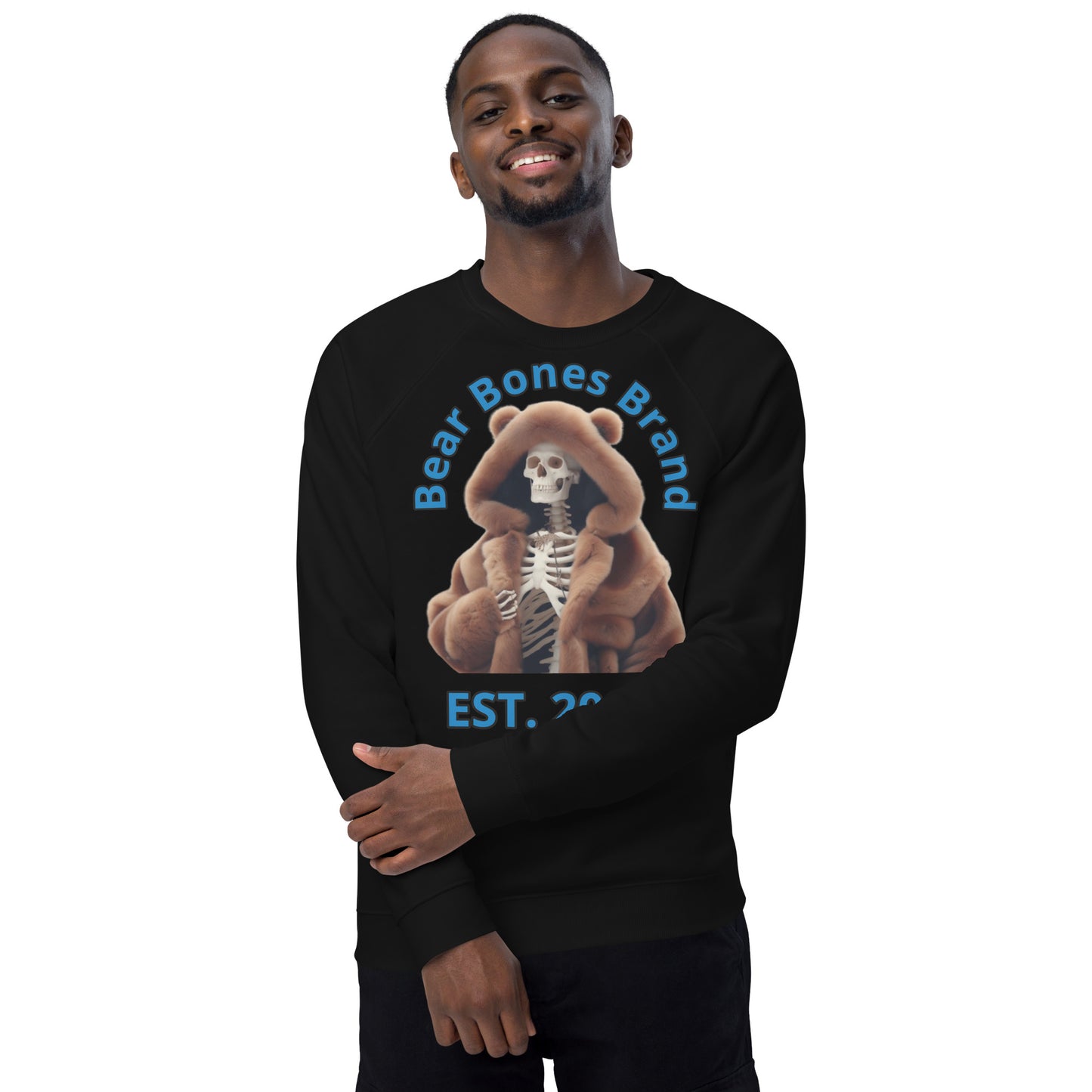 Bear Bones Organic Raglan Sweatshirt – Unisex Pullover Featuring Barry B.