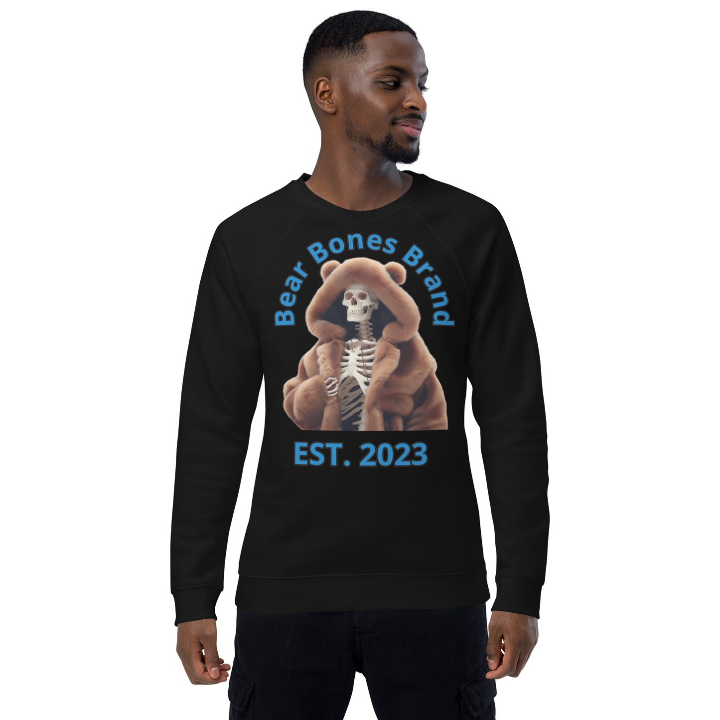 Bear Bones Organic Raglan Sweatshirt – Unisex Pullover Featuring Barry B.