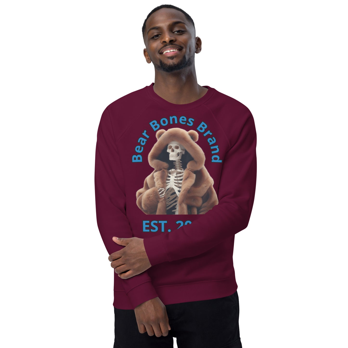 Bear Bones Organic Raglan Sweatshirt – Unisex Pullover Featuring Barry B.