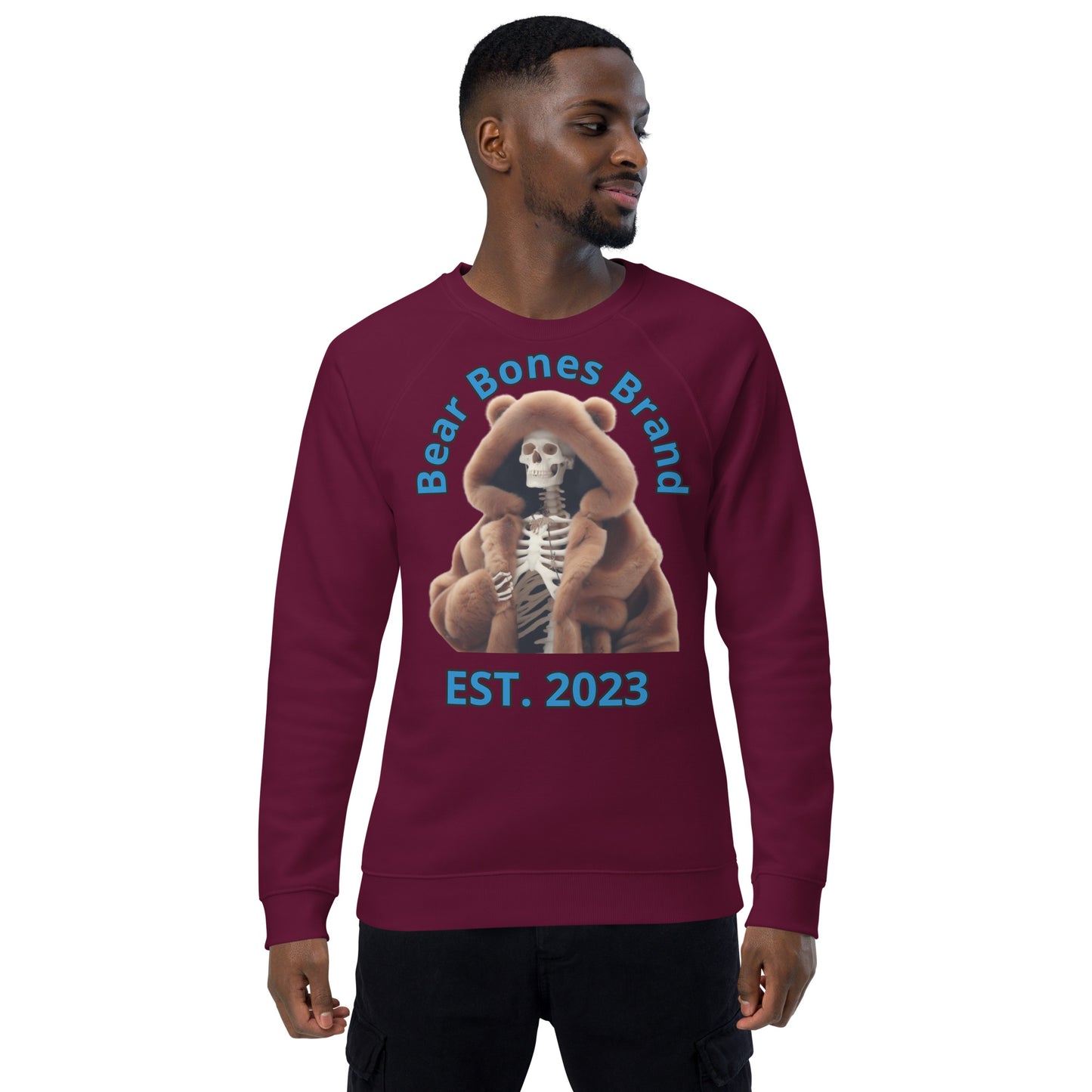 Bear Bones Organic Raglan Sweatshirt – Unisex Pullover Featuring Barry B.