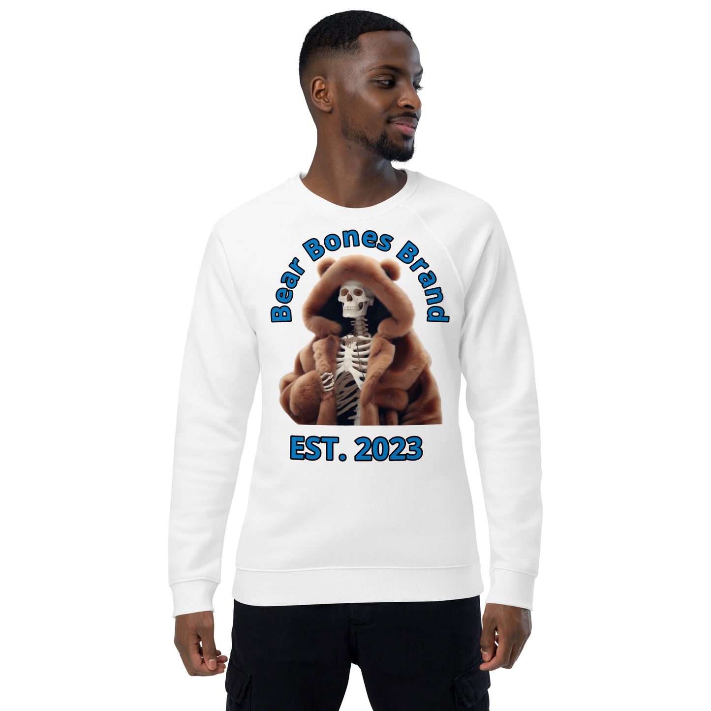 Bear Bones Organic Raglan Sweatshirt – Unisex Pullover Featuring Barry B.