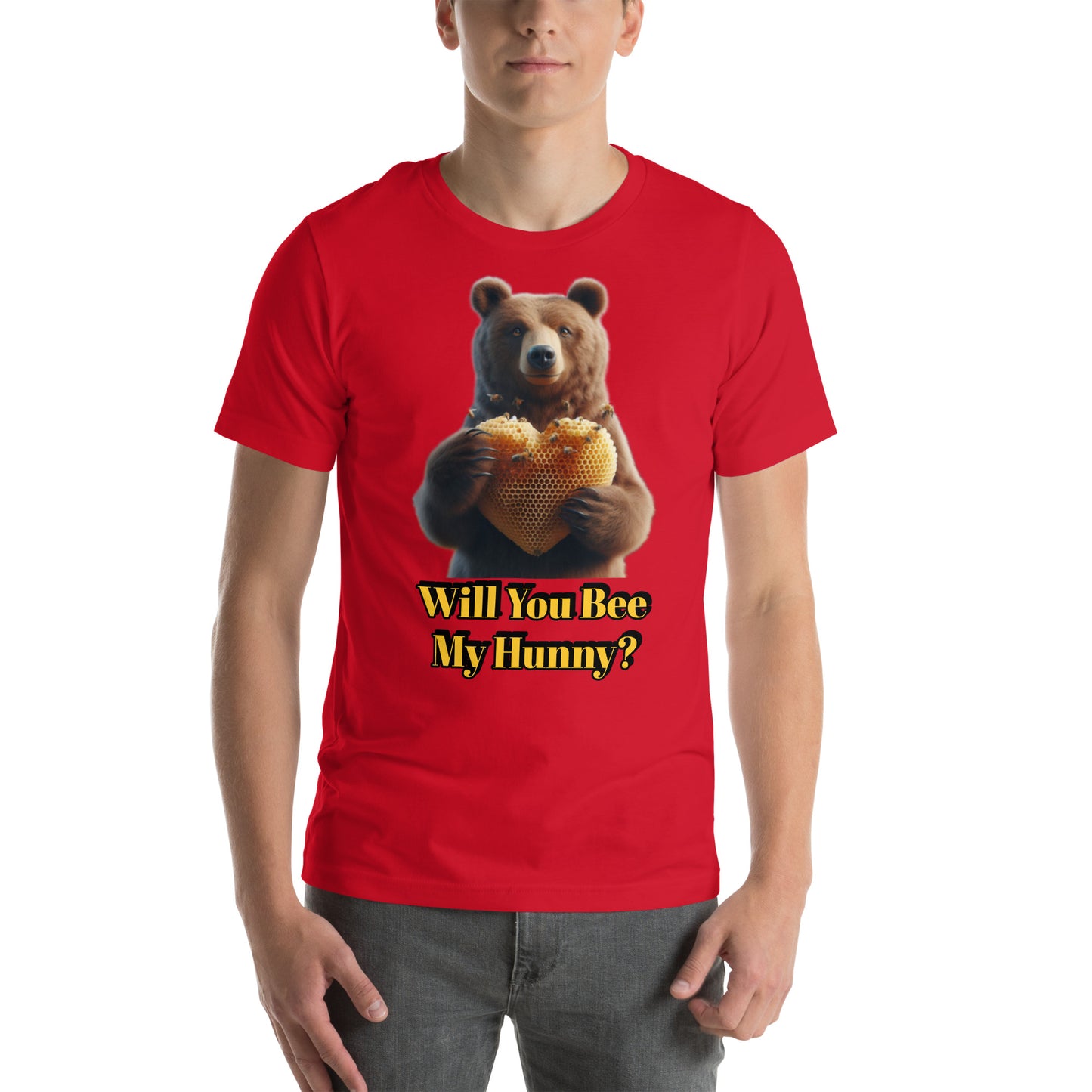 Will You Bee My Hunny? – Valentine Bear T-Shirt | Bear Bones Brand