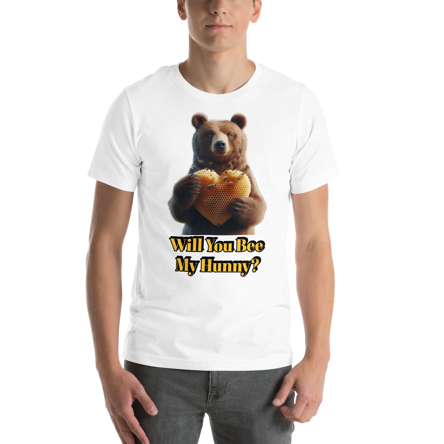 Will You Bee My Hunny? – Valentine Bear T-Shirt | Bear Bones Brand