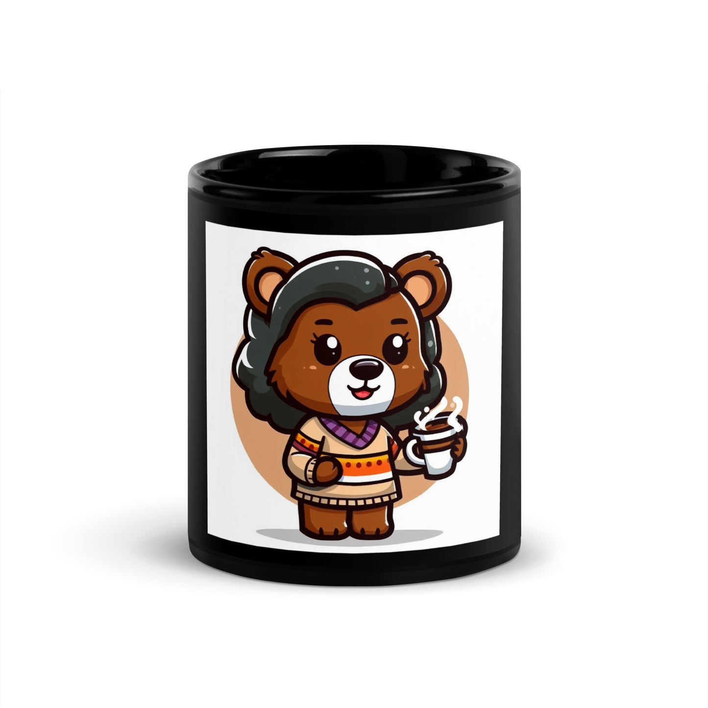 Mama Bear Coffee Mug - Glossy Black Ceramic for Coffee and Tea Lovers