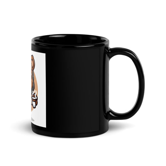 Mama Bear Coffee Mug - Glossy Black Ceramic for Coffee and Tea Lovers