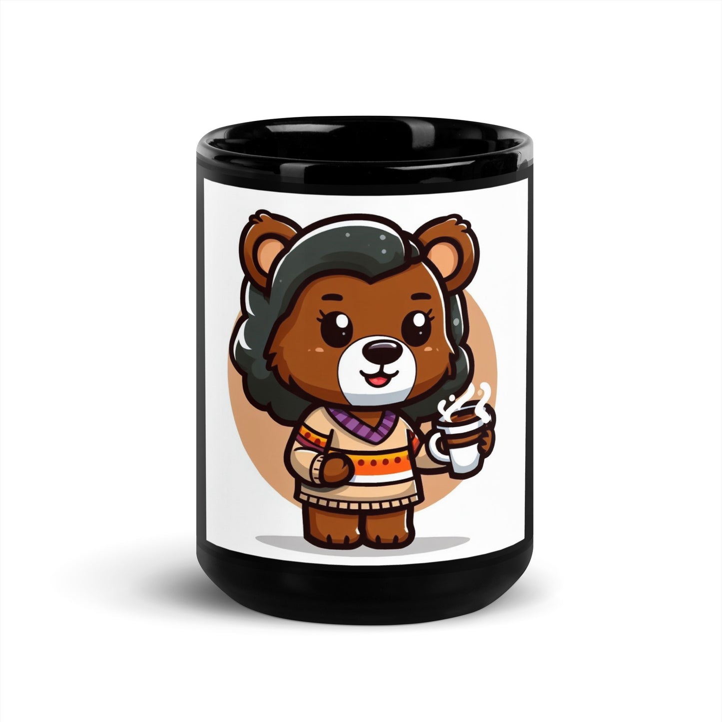 Mama Bear Coffee Mug - Glossy Black Ceramic for Coffee and Tea Lovers