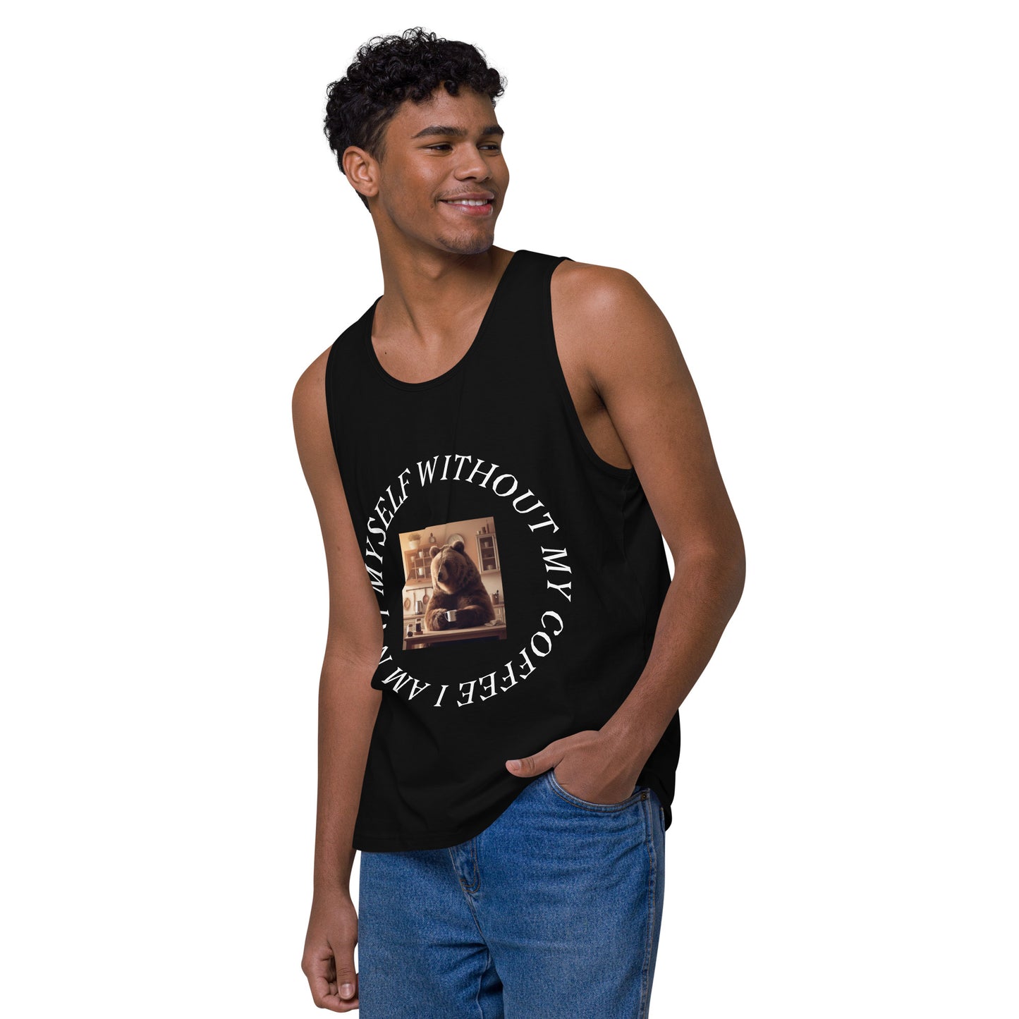 I am not myself without coffee Men’s premium tank top