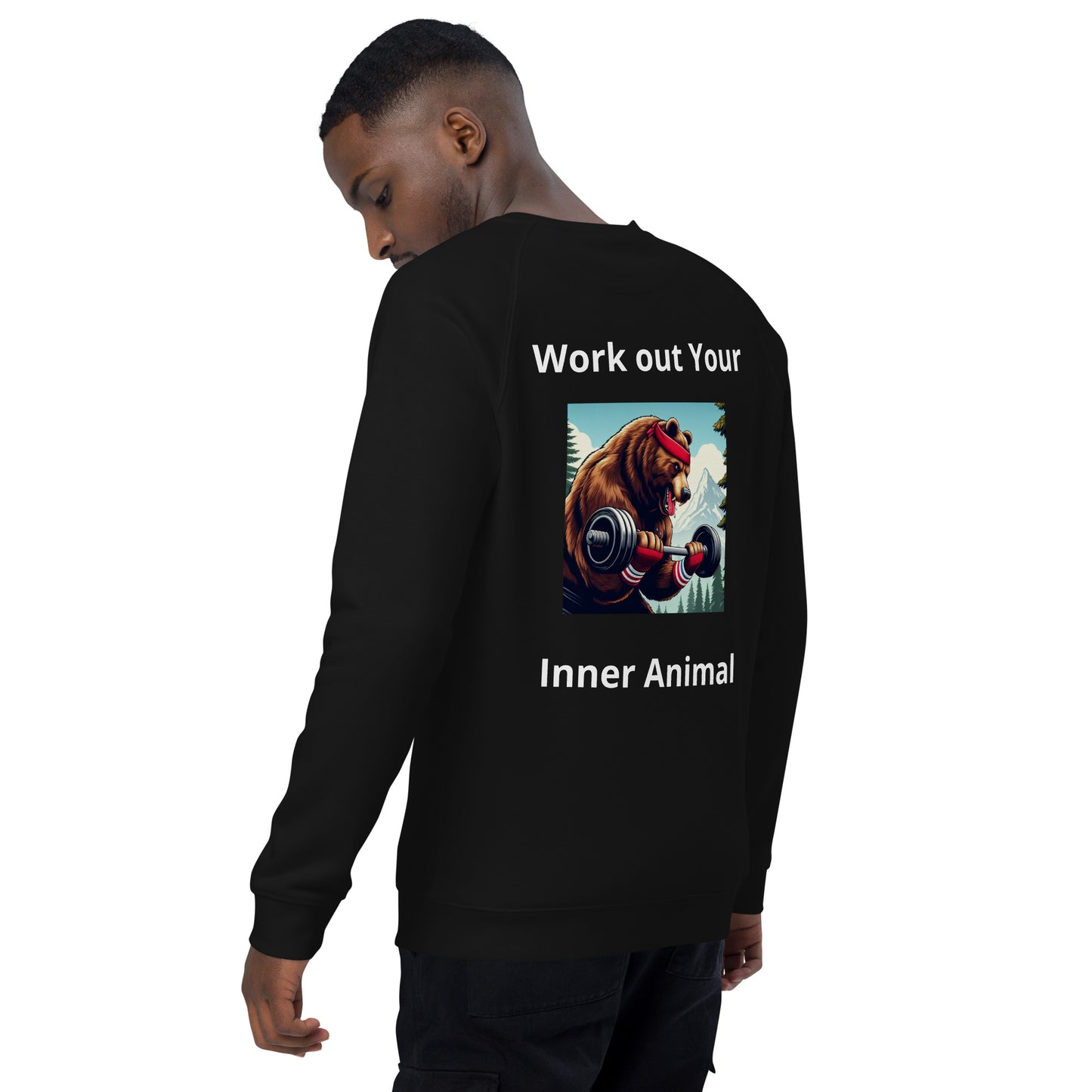 Work Out Your Inner Animal Unisex organic raglan sweatshirt