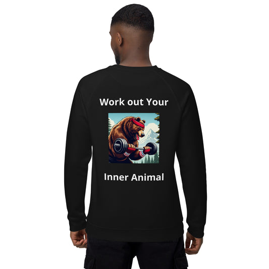 Work Out Your Inner Animal Unisex organic raglan sweatshirt