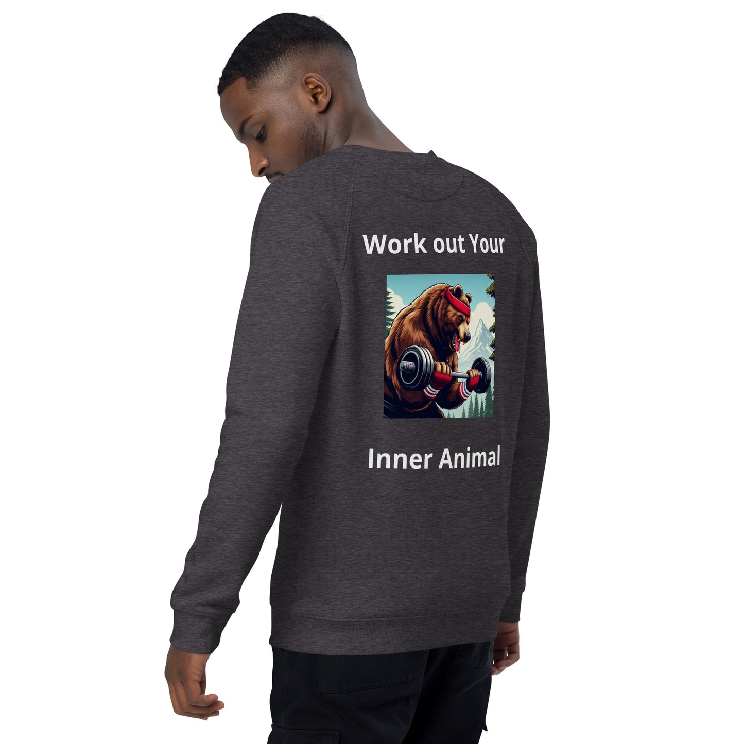 Work Out Your Inner Animal Unisex organic raglan sweatshirt